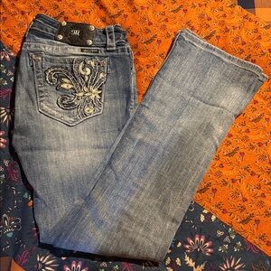 Miss Me Light Blue Boot Cut Jeans with Embroidery